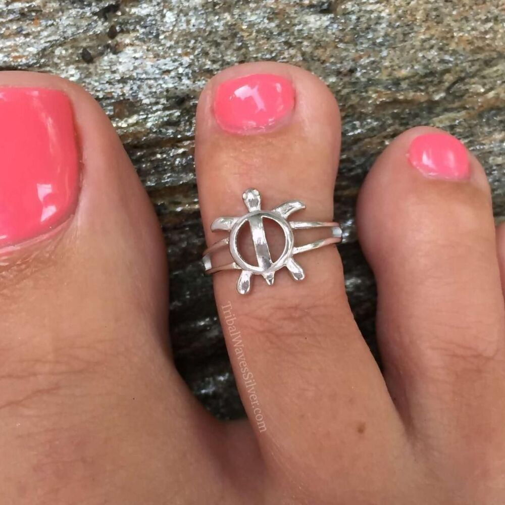 925 Sterling Silver Toe Ring Adjustable Turtle